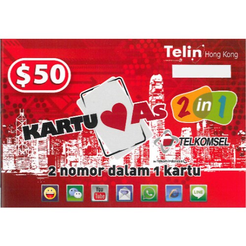 Kartu As 2in1 Prepaid Sim $50